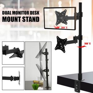Desktop Dual Computer Monitor Mount Stand Verticale Array Voor Twee Schermen Beugel Fit Voor 14-24 Inch Tv Mount beugel Klem