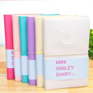 Candy Kleuren Leuke Charmant Mini Smiley Paper Dagboek Notebook Memo Boek lederen Notitieblokken Briefpapier Pocketbook