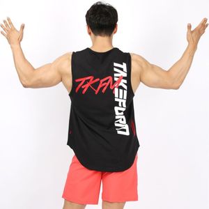 Mens Casual Print Tank Top Sportscholen Fitness Workout Katoen Mouwloos Shirt Crossfit Kleding Mannelijke Stringer Singlet Hemd Vest