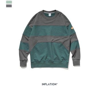 Inflatie Mannen Sweatshirt Met Contrast Raglanmouwen Fleece Stof Winter Mannen Losse Fit Sweatshirt Streetwear 9649W