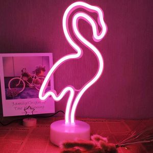5V Usb Batterij Aangedreven Led Neon Licht Flamingo Vormige Led Neon Sign Lamp Voor Thuis Slaapkamer Bar Bruiloft Kerst decoratie Licht