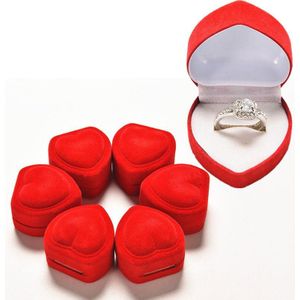 ! Rood Hart Vormige Draagtassen Mini Leuke Rode Ring Box Voor Ringen Display Box Sieraden Verpakkingen