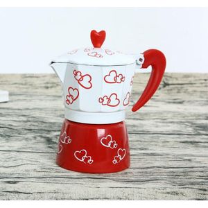 Koffie Pot Moka Pot Koffiezetapparaat Romantische Rode Hart Aluminium Espresso Mokka Koffie Pot Kit Percolator Koffiekan Gereedschap
