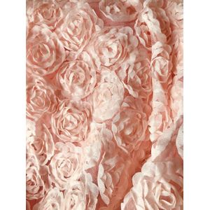 Chiffon Stof, licht roze roos kant stof, 3D bloemen kant, kleding kant stof, bruiloft decor kant stof