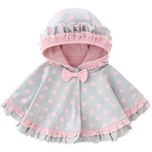 Meisje Mantel Jas Katoen Herfst Winter Kind Kleding Koreaanse Kant Hooded Poncho Cape Peuter Kid Bovenkleding Jas 6M-3T