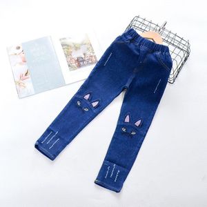 Meisjes Jeans Cartoon Kat Borduurwerk Broek Herfst Baby Meisje Kleding Denim Broek Voor Kinderen Tiener Kleding