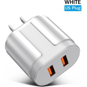 Uslion Dual Usb Charger 5V 2.4A Snelle Opladen Muur Mobiele Telefoon Oplader Voor Iphone Samsung Xiaomi Draagbare Eu Ons plug Adapter