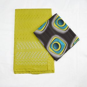 3 Yards Ankara Stof Afrikaanse Echte Wax Print Met 2.5 Yards Katoenen Baby Kant Doek Pagne Africain Voor Vrouwen Dashiki jurk Batik