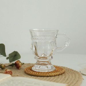 Retro Stijl Glas Mok Creatieve Transparante Mokken Melk Thee Koffie Sap Water Cup Home Office Drinkware Liefhebbers 1Pc