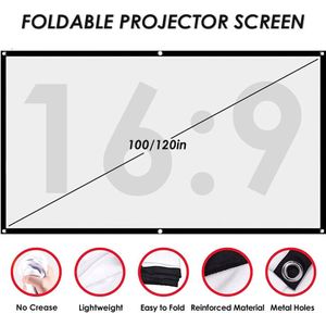 100/120Inch Projector Scherm Brede Kijkhoek Opvouwbare Anti-kreuk Draagbare Projectie Films Scherm Voor Home Party theater