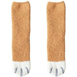 2 Stuks Pluche Coral Fleece Sokken Vrouwelijke Kniekousen Herfst En Winter Kat Klauwen Leuk Dikke Warme Slapen Floor Slaap sokken Dame