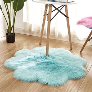 Roze Schapenvacht Tapijt Tapijt Bloem Retangle Vormige Antislip Zachte Faux Fur Wollen Tapijt Moderne Tapijten Mat Woonkamer