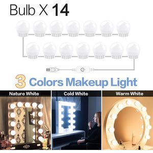 USB 12V maquiagem profissional completa Make-Up Light Led Lamp Spiegel Lamp 3-Kleur Dimbare Kaptafel Cosmetische licht