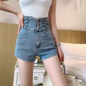 Dame Jeans Vrouwelijke Zomer Netto Rode Koreaanse Hoge Taille Strakke Fit Bag Hip Wijde Pijpen Vrouwen Shorts