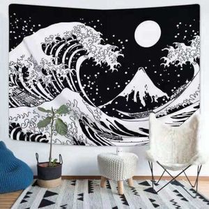Japanse Ocean Wave Tapestry Met Zon Wandtapijten, Printing Huishoudelijke Tapijt Muur Opknoping Strandlaken