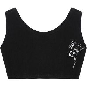 Puberteit Groeiende Jonge Meisjes Basic Tank Crop Top Hemden Katoen Sport Ballerina Strass Dans Training Crop Top Ondergoed