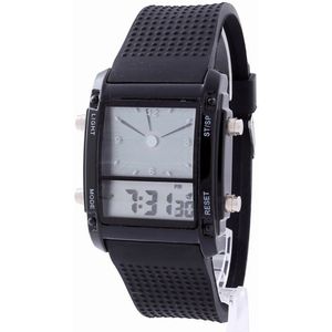 Populaire Luxe Mannen Vierkante Dial Dual Time Dag Display Alarm Kleurrijke Led Sport Polshorloge