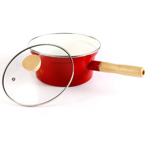 18 Cm Rode Soeppan Steelpan Draagbare Soeppan Melk Verwarming Anti-aanbak Koken Pan Kitchen Cookware Voor Gas Inductie C
