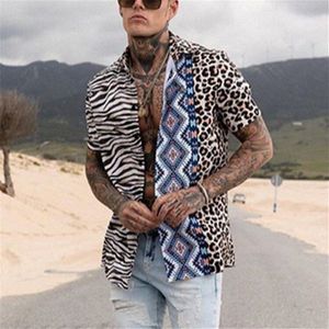 Zomer Herenkleding Europa Amerika Losse Casual Trend Afdrukken Korte Mouwen Vest Shirts Voor mannen