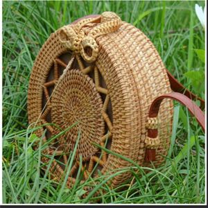 Aankomst Mode Vrouwen Zomer Ronde Zak Strand Rotan Schoudertassen Rieten Weave Casual Cross-Body Messenger Bags