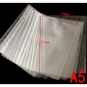 50 Stks/set Transparante Plastic A5 6Hole Losbladige Tas Mappen Bestand Ringband Sheet Protector Punch Pocket Papier opslag Kantoor