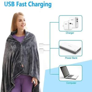 Usb Verwarming Sjaal Mobiele Power-Aangedreven Flanel Elektrische Deken Huishoudelijke Warming Elektrische Deken Voor Outdoor En Indoor Warmte