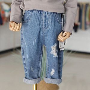 2 3 4 5 6 Jaar Peuter Jongens Jeans Casual Koreaanse Losse Denim Broek Voor Jongen Elastische Taille Ripped Lente herfst Broek