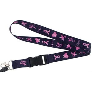 PC239 20 Stks/partij Borstkanker Pink Ribbon Lanyards Id Badge Houder Sleutelhanger Id-kaart Pass Badge Holder