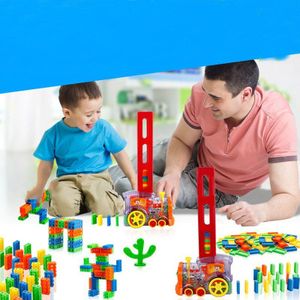 Domino Trein Transparante Speelgoed Kinderen Elektrische Puzzel Muziek Zachte Verlichting Fun Speelgoed Automatisch Regelen Ouder-kind Speelgoed