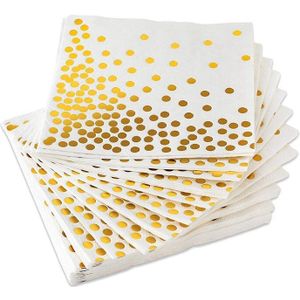 Gold Dot Cocktail Servetten (50 Pack)3-Ply Papier Servetten Met Goudfolie Stippen Perfect Voor Verjaardag, Baby Shower, Bridal