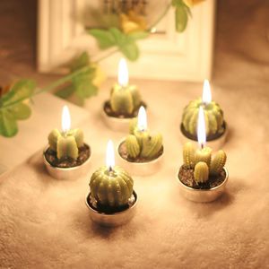 Creatieve 3D Cactus Kaarsen Gesimuleerde Planten Rookloze Geurende Kaars Valentijn Dag Party Ornament Home Decoratie 6 Pc