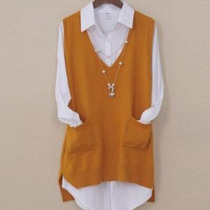 FRSEUCAG Herfst en winter series van kasjmier vest Mevrouw V-hals computer-knit effen kleur losse trui zacht en comfortabele