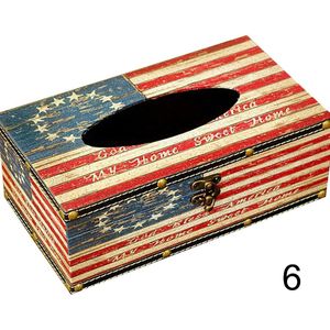 Retro Amerikaanse Vlag Patroon Thuis Auto Lederen Tissue Doos Pu Case Papier Container Servet Papieren Handdoek PAK55