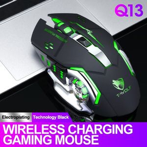 Draadloos Opladen Gaming Muis 2.4Ghz Backlight Mechanische Mute Optische Muis 6 Knop Verstelbare Dpi Voor Pc Laptop