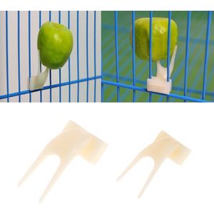 2 Stuks Vogels Papegaaien Fruit Vork Dierbenodigdheden Plastic Voedsel Houder Voeden Op Kooi