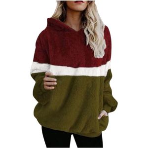 Vrouwen hoodies sweatshirts Pocket Patchwork Trui Strappy Hoodie Sweater Trui Jumper Sweatshirt Hoodies Tops