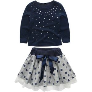 Herfst Baby Meisje Lange Mouw Katoen Dot Print Blouse Strik Korte Rokken Casual Outfits Set