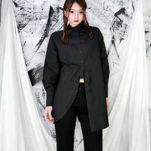 Xitao Tij Plus Size Onregelmatige Zwart Wit Blouse Vrouwen Kleding Lente Turn Down Kraag Persoonlijkheid Shirt Top XJ4050