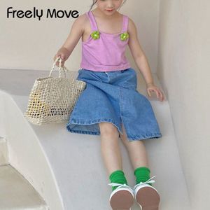 Vrij Bewegen Zachte Katoen Kinderen Meisjes Ondergoed Kinderen Meisje Effen Paarse Kleur Vest Tank Top Mouwloze Tops Voor Meisje Koreaanse