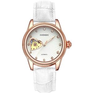 Hvenshi Horloge Vrouwen Automatische Waterdichte Topmerk Mechanische Horloges Staal Lederen Rose Goud Klokken Relogio Elegante Horloge