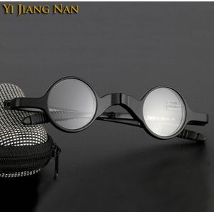 Mode Zwarte Kleine Ronde Eyewear TR90 Opitcal Bril Frame Vouwen Leesbril Retro Bril met Case