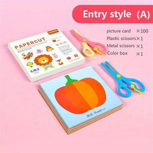 100Pcs Kids Cartoon Kleurrijke Papier Vouwen En Snijden Speelgoed Kleuterschool Art Craft Onderwijs Cut Speelgoed Puzzels Kinderen