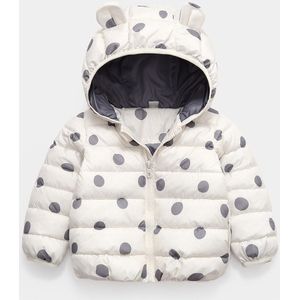 Warme Jas Park Voor Meisjes Peuter Kid Jongens Meisje Winter Jas Mooie Print Dot Rits Hooded Dikke Warme Jas uitloper Kleding