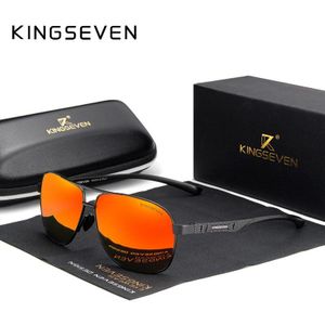 Kingseven Mannen Aluminium Zonnebril Gepolariseerde UV400 Spiegel Mannelijke Zonnebril Vrouwen Voor Mannen Oculos De Sol