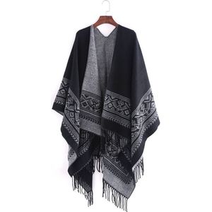 Herfst en winter mode split mantel sjaal acryl fiber Europese en Amerikaanse straat mantel groot formaat losse t