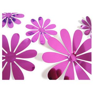 12pcs woondecoratie accessoires Spiegel Zilver Stereo Muursticker Chrysant Art Spiegel kid's Room Wedding Party