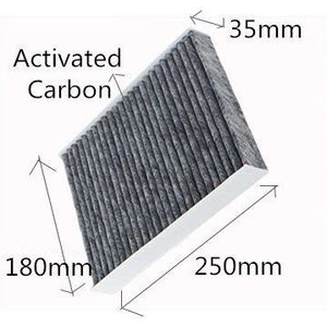 CUK25003 Factory Outlet AY684-NS028 Beste Black Carbon Cabine Luchtfilter AC215E Voor Nissan 250*180*35mm