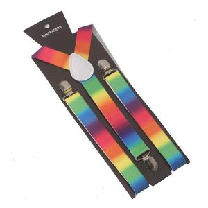 Unisex 1 Inch Brede Verstelbare Y-Back Regenboog Gestreept Jarretel Voor Mannen Vrouwen Elastische Y-Back Bretels Brace volwassen Bruiloft Dragen