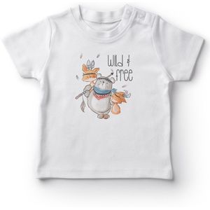 Angemiel Baby Wilde In Natuur Gratis Beer En Vossen Baby Boy T-shirt Wit