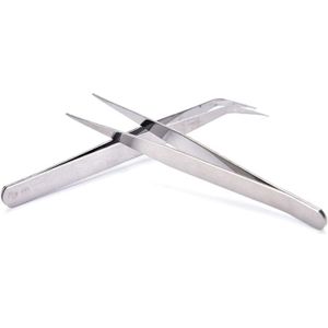 2 Stuks Rechte/Elleboog Pincet Patchwork Haak Pick-Up Tools Diamond Rvs Schilderij Kit Diy Hand Tool 9Cm